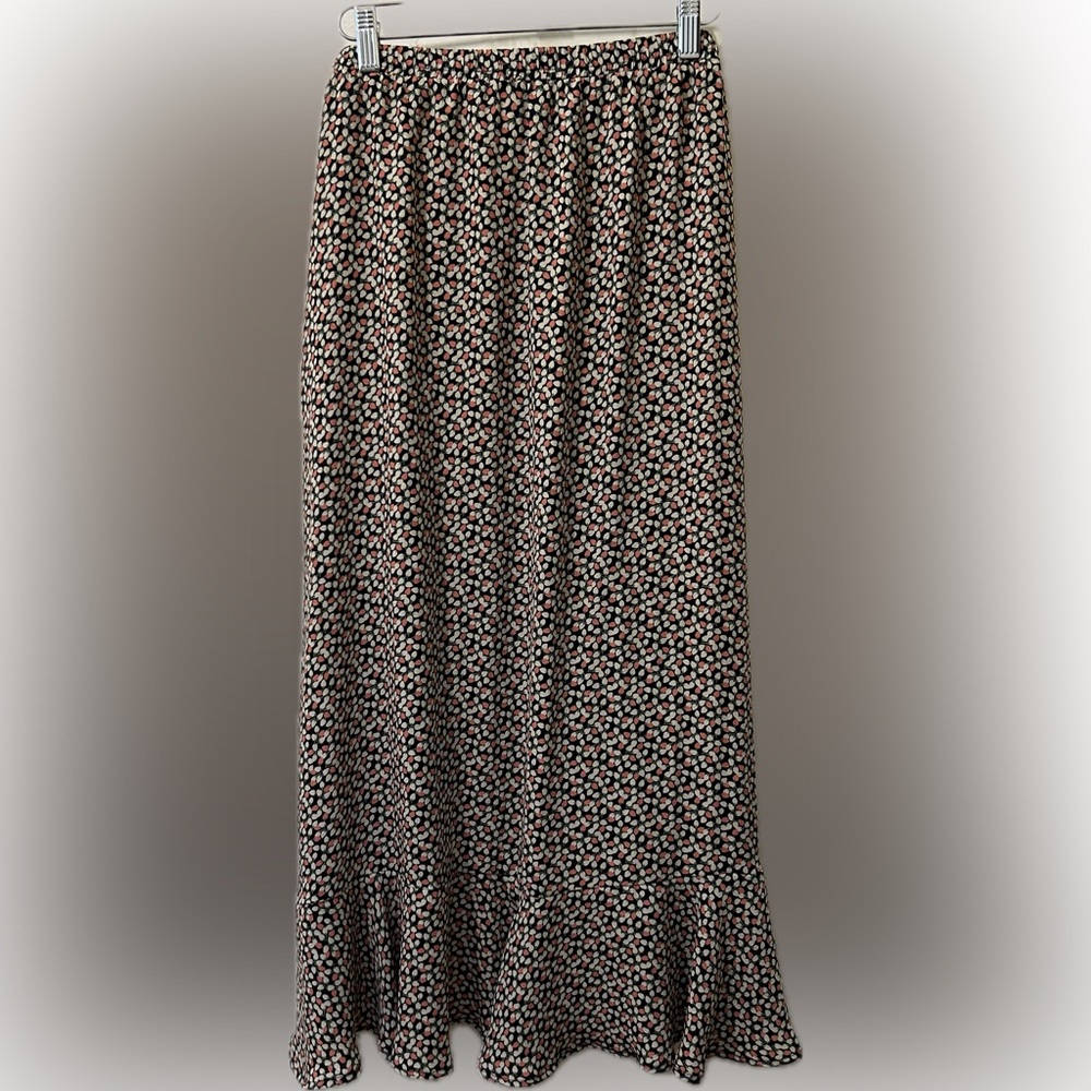 Max Studio High-Low Floral Print Boho Prairie Western Ruffle Midi Skirt. Size L - Picture 2 of 8